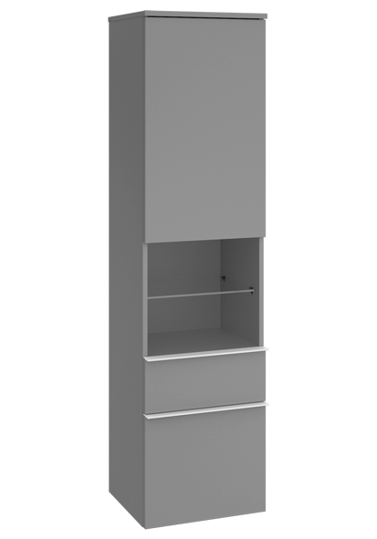 Armoire haute VENTICELLO 40,4 x 154,6 x 37,2 cm armoire de tablette, 1 porte charnières à gauche, niche ouverte, 2 tiroirs, poignée A CONFIRMER, couleur A CONFIRMER