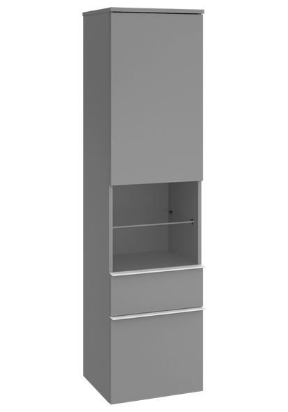 Armoire haute VENTICELLO 40,4 x 154,6 x 37,2 cm armoire de tablette, 1 porte charnières à droite, niche ouverte, 2 tiroirs, poignée A CONFIRMER, couleur A CONFIRMER