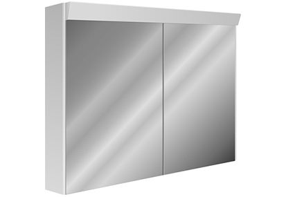 Armoire de toilette AVONA LUMENS LED 90 x 71 x 13.4/14.2 cm, avec VARIATEUR, Zintec prise double en haut à droite ou à gauche, 2 portes à double miroir, éclairage LED 4000K IP24 [EXÉCUTION SPÉCIALE 4505 Lumens]