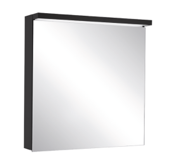 Armoire de toilette BORDO (anc. ADVANCED Line Ultimate TW ALU1) 60/1/TW/R, dim. 60 x 70 x 12 cm profil en aluminium, avec paroi arrière en miroir, prises double en bas à droite, porte à double miroir charnières à droite, LED dimmable, en haut et en bas, dessus et dessous séparément commutable 2000-6500 K, bouton pour les fonctions à l'intérieur du profilé latéral, miroir grossissant IP44, noir mat