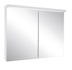 Armoire de toilette BORDO (anc. ADVANCED Line Ultimate TW ALU1) 100/2/TW, dim. 100 x 70 x 12 cm profil en aluminium, prises double en bas à la paroi intermédiaire, 2 portes à double miroir, LED dimmable, en haut et en bas, dessus et dessous séparément commutable 2000-6500 K, bouton pour les fonctions à l'intérieur du profilé latéral, miroir grossissant IP44, argent éloxé