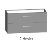 Meuble sous vasque double, 2 tiroirs "LUMIO" avec double découpe siphon, poignée chromée/brillante ou A CHOIX,  Dim.1198xH608x455mm, COULEUR A CHOIX FINITION B