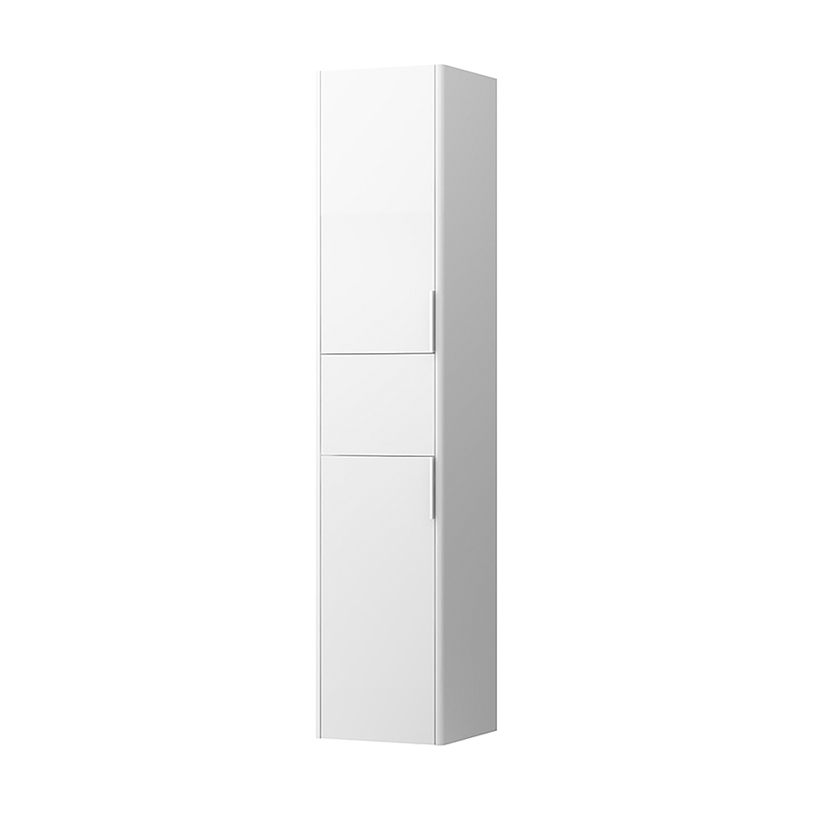 Armoire haute BASE 35,0 x 165,0 x 33,5 cm 2 portes, 4 tablettes 1 tiroir au millieu charnière à gauche, standard, blanc mat