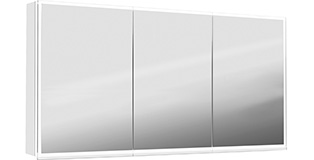 Armoire toilette ILLUMINATO 2.0 178 x 73 x 13,2 cm profil en aluminium, 2 prises double à l'intérieur en bas 3 portes à double miroir 59/60/59, éclairage du cadre par LED 40,88W, commande de l'éclairage clavier/ application, boîte cosmétique miroir grossissant inclus IP24, couleur lumière changeable, blanc