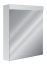 Armoire de toilette Avona Novo 60 x 71,2 x 13,4/14,2 cm profil en aluminium 1 porte à double miroir charnières changeable 1 prise double en haut changeable, LED 14 W Lumen en haut 1990, IP24, couleur lum. blanc froid 4000K, classe énergétique D, blanc