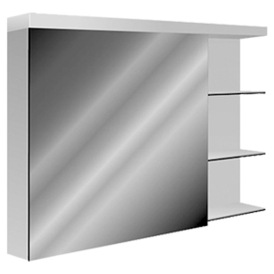 Armoire de toilette Planeo 80X70,7hX13cmcharnières à gauche niche ouverte à droite éclairage LED 30 W en haut, 2 W en bas, Lumen en haut 3975, en bas 285 dimmable, à éteindre en haut senseur en bas à droite à l'extérieur, IP24. couleur lumière blanc froid 4000k.