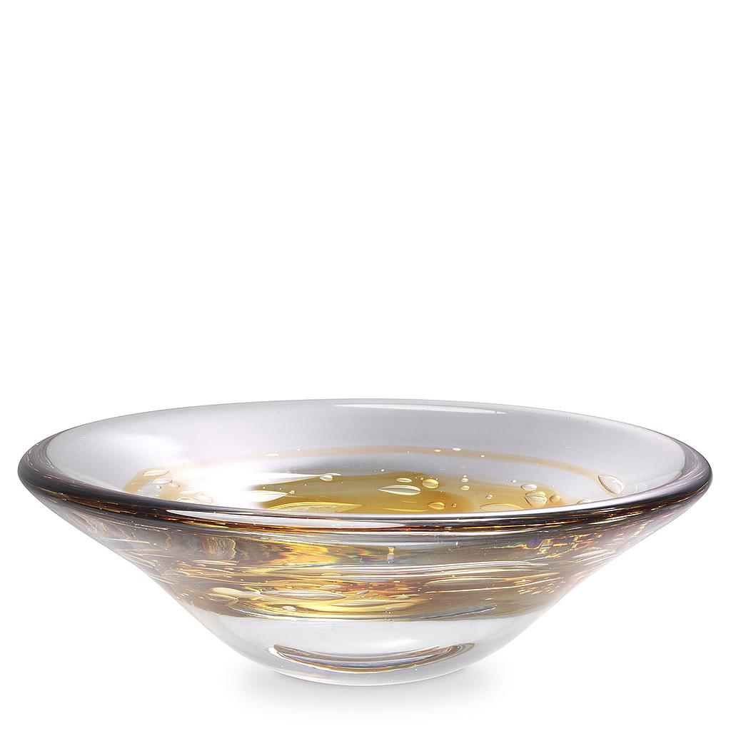 BOWL ARLISS Hand blown glass | clear | yellow colour ø 29,5 x H. 9,5 cm