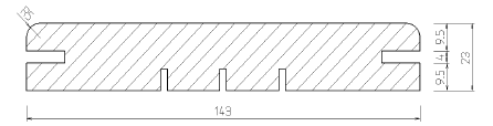 13053 143/23 Deck Frêne thermo.R5mm rainure pour clip deckWise