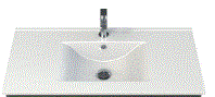 Plan vasque moulé 90 cm en céramique blanche "LAURA", avec trop plein, Dim.910x20x465mm, profondeur vasque 125mm