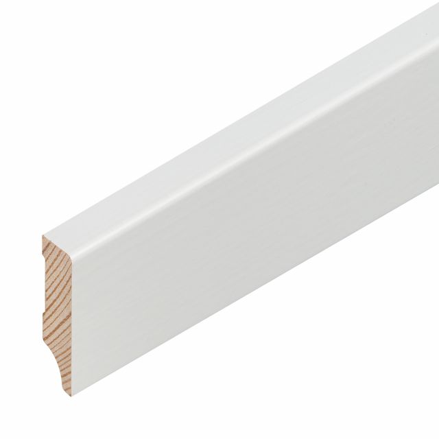 Plinthe massive pin blanc couvrant laquée RAL 9010 
40/12/12 mm - longueur 4ml - 40ml/pqt 