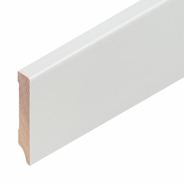 Plinthe massive pin blanc couvrant laquée RAL 9010 
60/12/12 mm - longueur 4ml - 40ml/pqt 