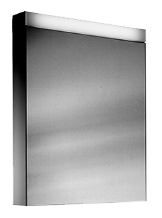 Armoire de toilette PATALINE LED, PAT 60/1/LED profil en aluminium 60 x 70/76 x 12 cm prise double en haut à droite ou à gauche, porte à double miroir charnières à gauche ou à droite, LED 1 X 12 W, IP24