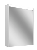 Armoire de toilette OBJECT LINE Comfort LED couleur lum. blanc froid 4000K - 50/1/LED, profil en aluminium, p. montage AP ou UP 49,5 x 70/74,2 x 12 cm prise double en haut à droite ou à gauche, porte à double miroir, charnières à gauche ou à droite, 8,2 W, IP44, classe énergétique E, blanc