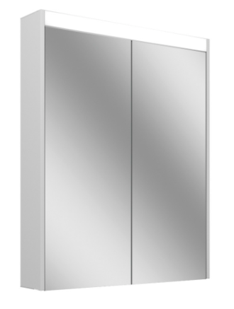 Armoire de toilette OBJECT LINE Superior LED couleur lum. blanc froid 4000K - 70/2/LED/L, profil en aluminium, p. montage AP ou UP 69,5 x 70/74,2 x 12 cm prise double en bas à gauche et à droite 2 portes à double miroir éclairage en haut et en bas 2 x 11,9 W, IP44, classe énergétique E, blanc