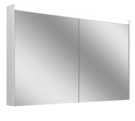 Armoire de toilette OBJECT LINE Superior LED couleur lum. blanc froid 4000K Armoire de toilette OBJECT LINE SUPERIOR LED OLS1 120/2/LED/L, profil en aluminium, p. montage AP ou UP 119,5 x 70/74,2 x 12 cm prise double en bas à gauche et à droite 2 portes à double miroir éclairage en haut et en bas 2 x 21 W, IP44, classe énergétique E, blanc