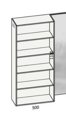 Armoire ouverte mélaminé 4 rayons FIXES. Dim. 500 x 110 x H 1100 mm FINITION A CONFIRMER