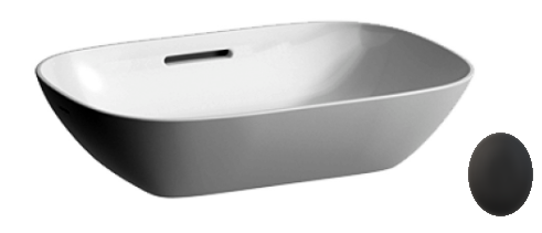 Lavabo à poser INO 50 x 35 cm, sans trou robin., SaphirCéramique avec trop-plein, standard, noir mat