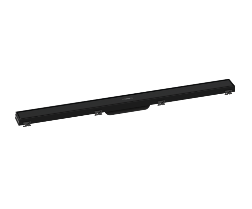Rigole de douche RAINDRAIN MATCH 80 cm, recouvrement design cadre réglable en hauteur bride de montage mural sans set d'installation 56012180, noir mat