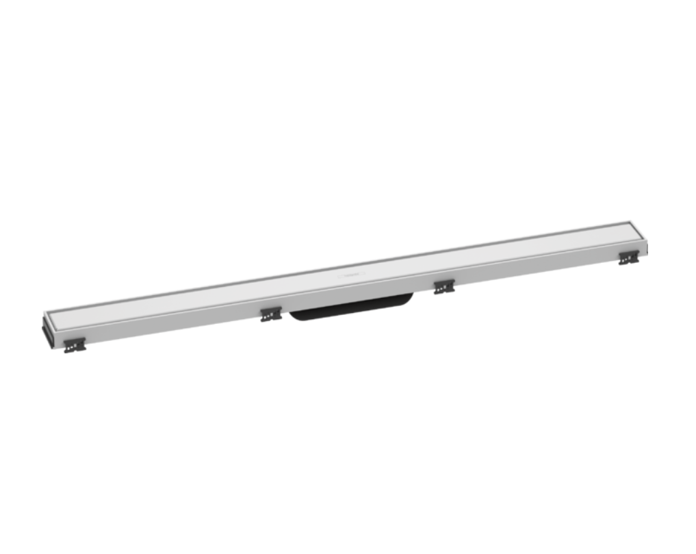 Rigole de douche RAINDRAIN MATCH 80 cm, recouvrement design cadre réglable en hauteur bride de montage mural sans set d'installation 56012180, Blanc mat