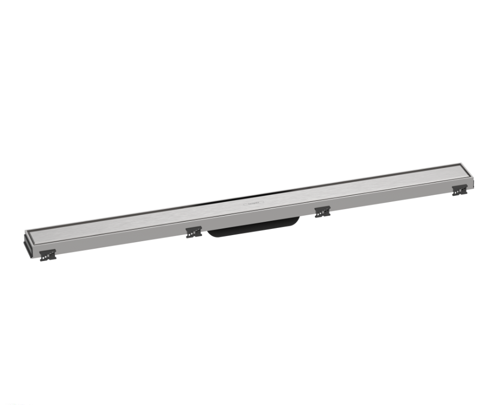 Rigole de douche RAINDRAIN MATCH 100 cm, recouvrement design cadre réglable en hauteur bride de montage mural sans set d'installation 56014180, Acier inoxydable brossé