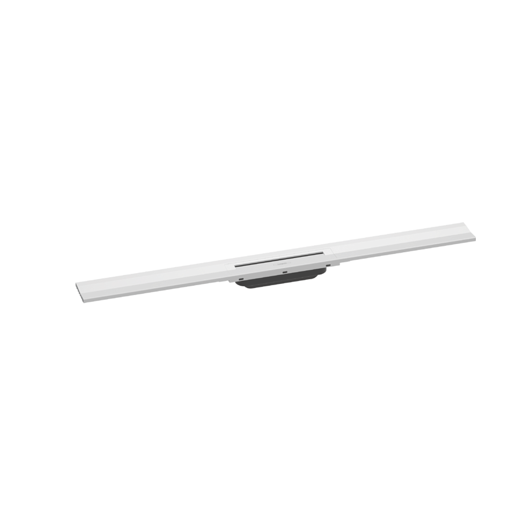 Rigole de douche RAINDRAIN FLEX 90 cm, recouvrement design insert amovible raccourcissable pour montage mural, sans corps à encastrer 01000180/01001180/01002180, Blanc mat