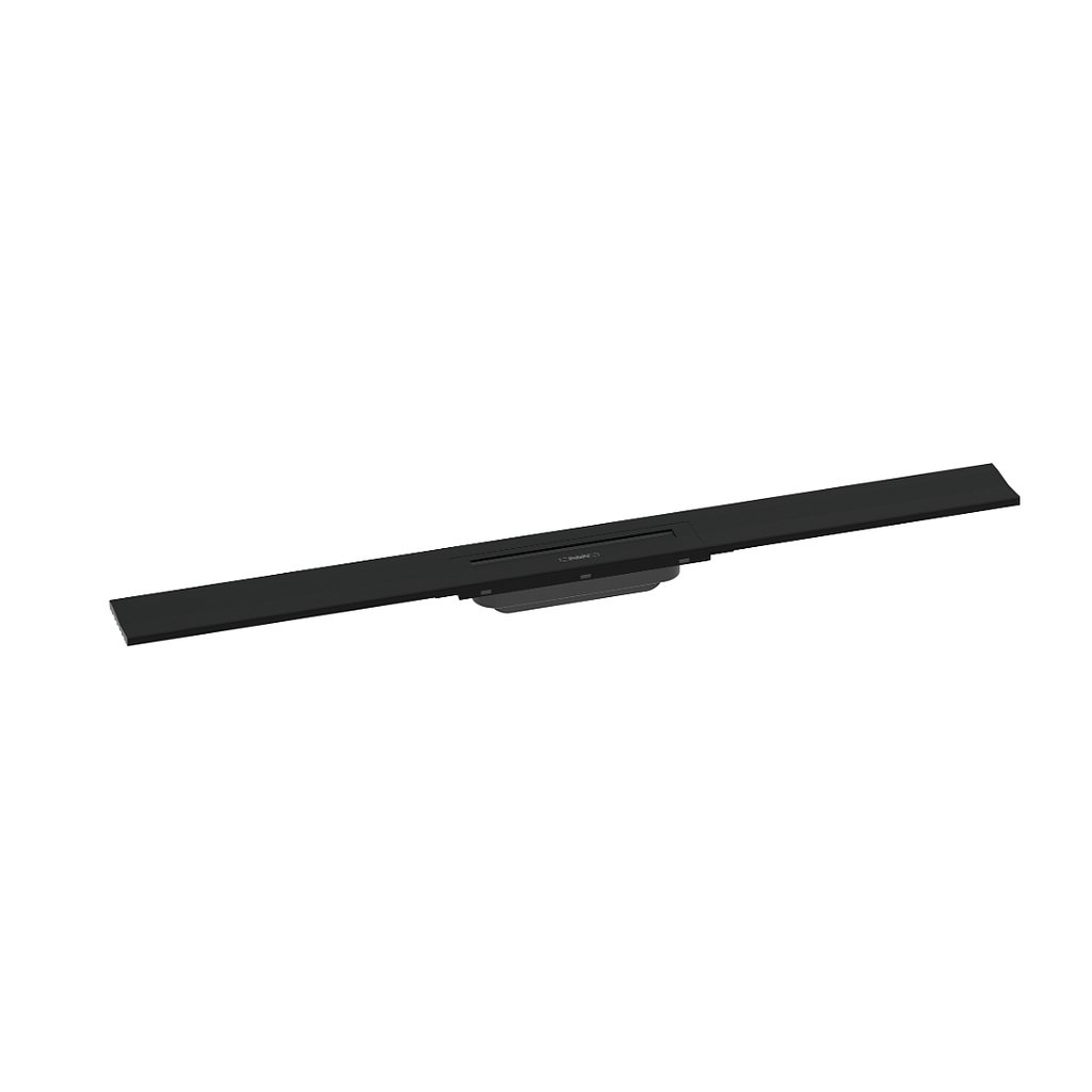 Rigole de douche RAINDRAIN FLEX 90 cm, recouvrement design insert amovible raccourcissable pour montage mural, sans corps à encastrer 01000180/01001180/01002180, Noir mat