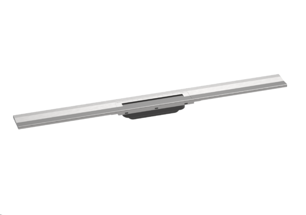 Rigole de douche RAINDRAIN FLEX 120 cm, recouvrement design insert amovible raccourcissable pour montage mural, sans corps à encastrer 01000180/01001180/01002180, acier inoxydable brossé