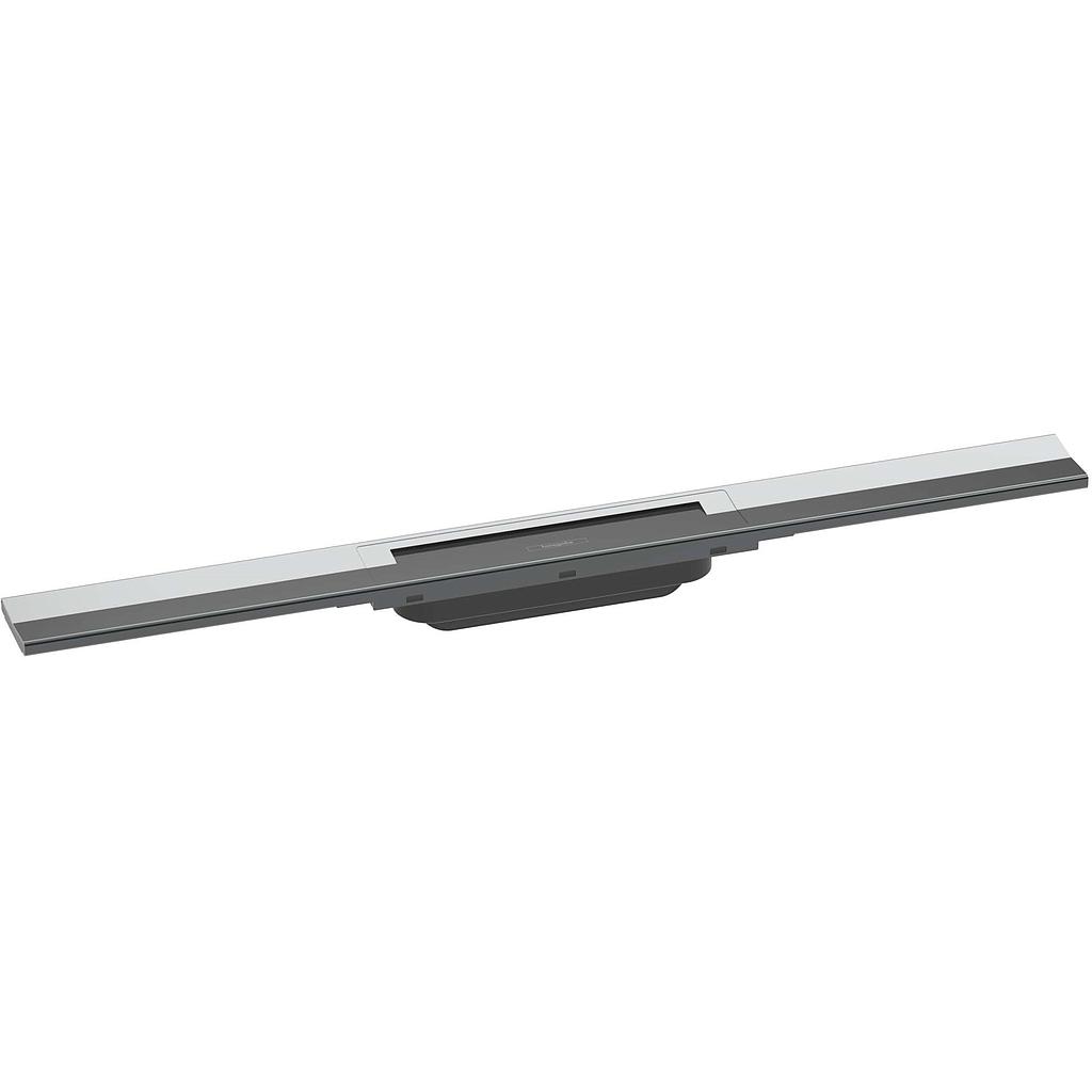 Rigole de douche RAINDRAIN FLEX 90 cm, recouvrement design insert amovible raccourcissable pour montage libre, sans corps à encastrer 01000180/01001180/01002180, chromé