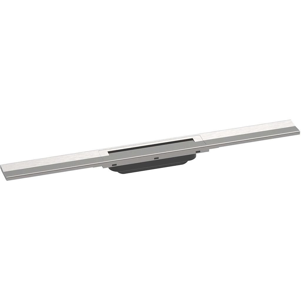 Rigole de douche RAINDRAIN FLEX 120 cm, recouvrement design insert amovible raccourcissable pour montage libre, sans corps à encastrer 01000180/01001180/01002180, acier inoxydable brossé