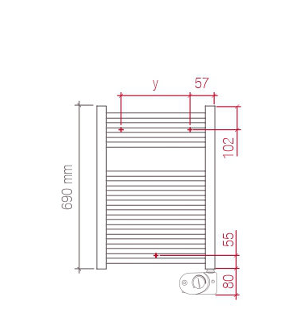 Radiateur sèche-serviettes SANTIAGO Cintré, H 69 x L 50 cm, 200 W, électrique, thermostat SAMRT Plus, chromé