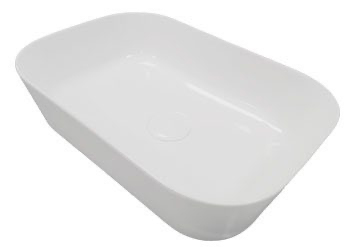 Vasque à poser BLADE 18 carrée - bord arrondi, en céramique, 55x38 cm H. 15.5 cm sans trop-plein, sans bonde, blanc brillant