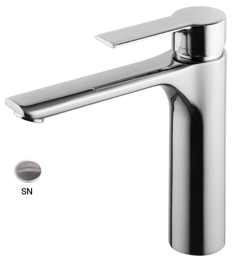 Mélangeur de lavabo MAST, S 158 mm Hauteur jusqu'à l'aérateur 157 mm sans vidage et bonde, nickel brossé