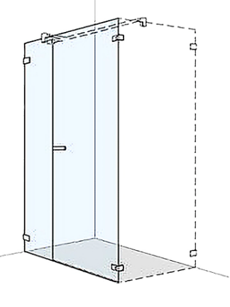 Porte battante S606Plus - 100,1-140 cm, H 200 cm pour cloison latérale, avec cloison latérale en alignement sans cadre, charnières à droite à cloison latérale profil contre l'éclaboussement MESURES EXACTES SELON PRISE DE MESURE, verre véritable clair, argent poli brillant