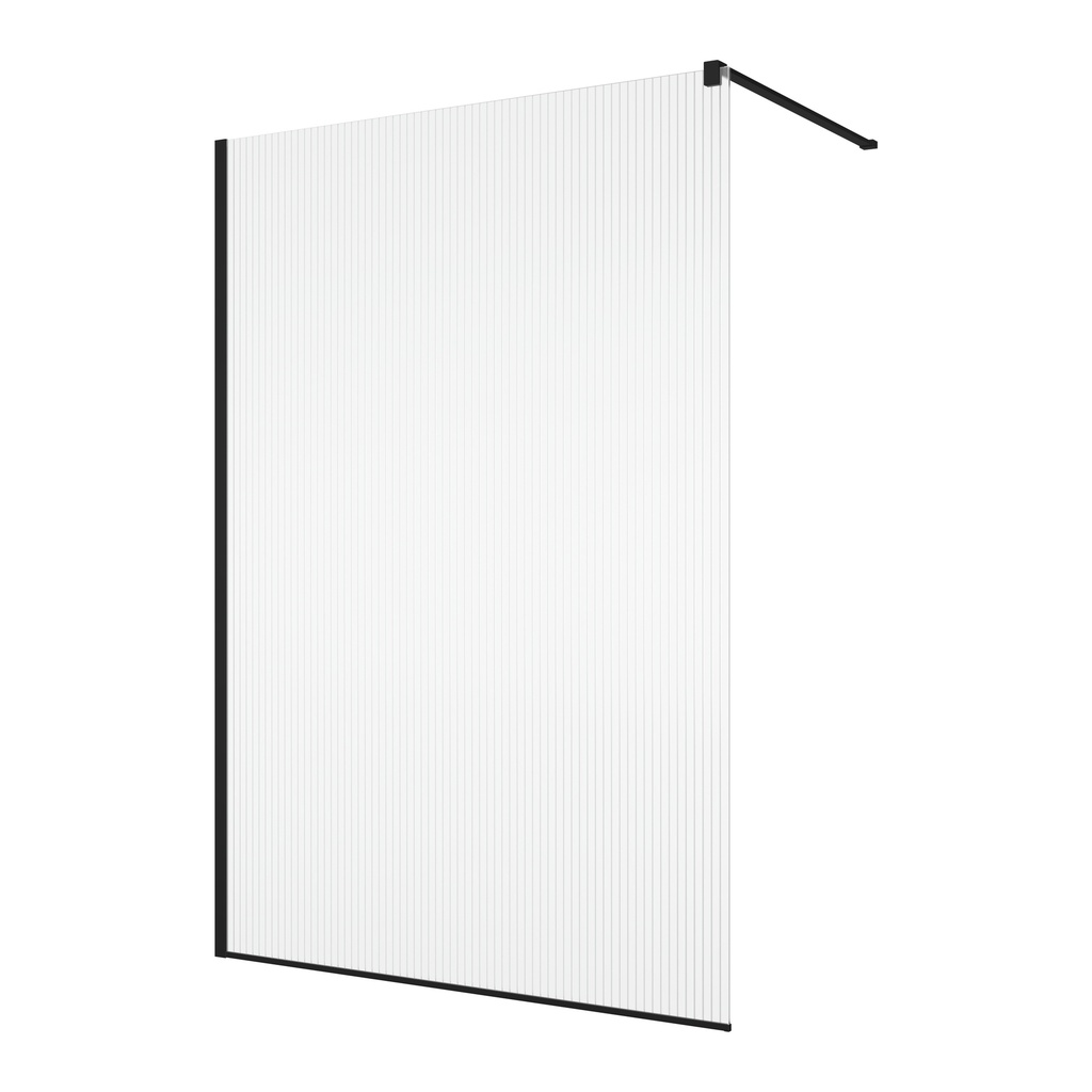 Paroi fixe WALK-IN EASY avec profilé mural de compensation, largeur 100 cm, H 200 cm, finition noir mat, verre Sécurit 8 mm, noir mat, Décor LINA