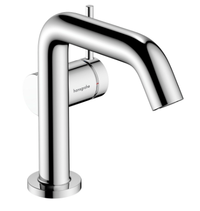 Mélangeur de lavabo TECTURIS S 110 Fine S 130 mm, goulot fixe hauteur d'écoulement 112 mm EcoSmart+, CoolStart - eau froide par position de levier au milieu, sans garniture d'écoulement, débit 4 l/min, chromé