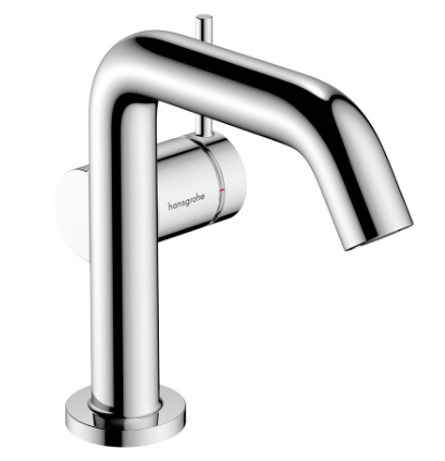 Mélangeur de lavabo TECTURIS S 110 Fine S 130 mm, goulot fixe hauteur d'écoulement 112 mm EcoSmart+, CoolStart - eau froide par position de levier au milieu, avec vidage Push-Open, débit 4 l/min, chromé
