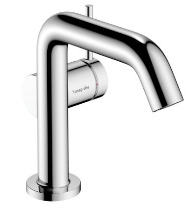 Mélangeur de lavabo TECTURIS S 110 Fine S 130 mm, goulot fixe hauteur d'écoulement 112 mm EcoSmart+, CoolStart - eau froide par position de levier au milieu, avec vidage excentrique, débit 4 l/min, chromé