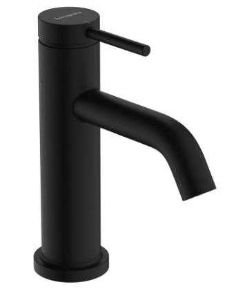Mélangeur de lavabo TECTURIS S 80, S 108 mm, goulot fixe hauteur d'écoulement 80 mm EcoSmart+, sans garniture d'écoulement, débit 4 l/min, noir mat