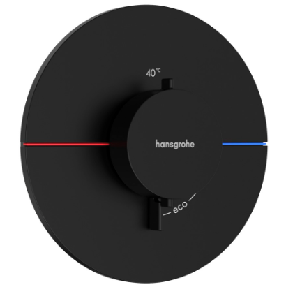 Thermostat SHOWERSELECT COMFORT S UP set de montage final D 15,5 cm, pour commander 1 fonction, débit 28,8 l/min sans corps à encastrer 757 049, noir mat