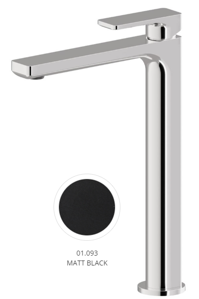 Mélangeur de lavabo B-EASY S 165 mm, version haute Hauteur 252 mm jusqu'à l'aérateur sans vidage, débit 5 l/min, noir mat