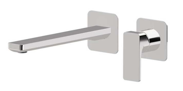 Mélangeur de lavabo mural B-EASY, S 230 mm, écartement entre poignée et bec 120 mm, raccords 1/2", sans corps à encastrer 27852, débit 5 l/min, chromé