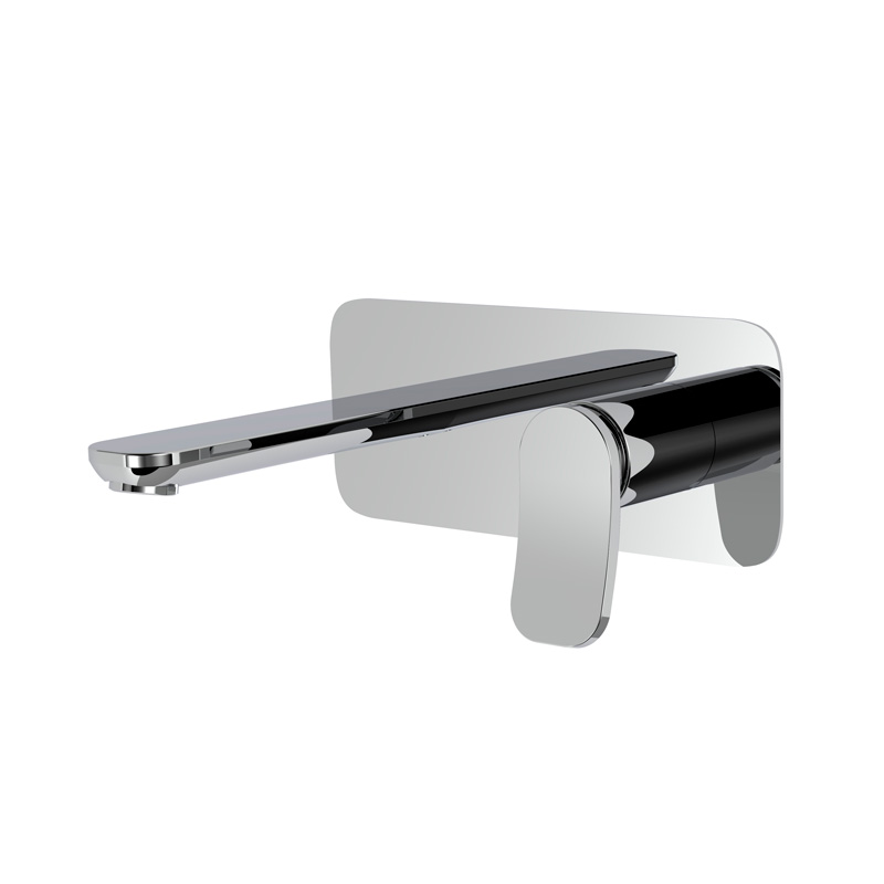 Mélangeur de lavabo encastré FLO, S 150 mm écartement entre poignée et bec 120 mm, avec plaque rectangulaire 216x90 mm, SANS corps encastrable, débit 5 l/min, CR Chromé