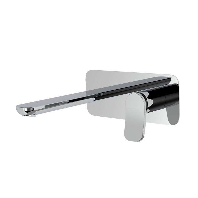 [1621C2141] Mélangeur de lavabo encastré FLO, S 196 mm écartement entre poignée et bec 120 mm, avec plaque rectangulaire 216x90 mm, SANS corps encastrable, débit 5 l/min, CR Chromé