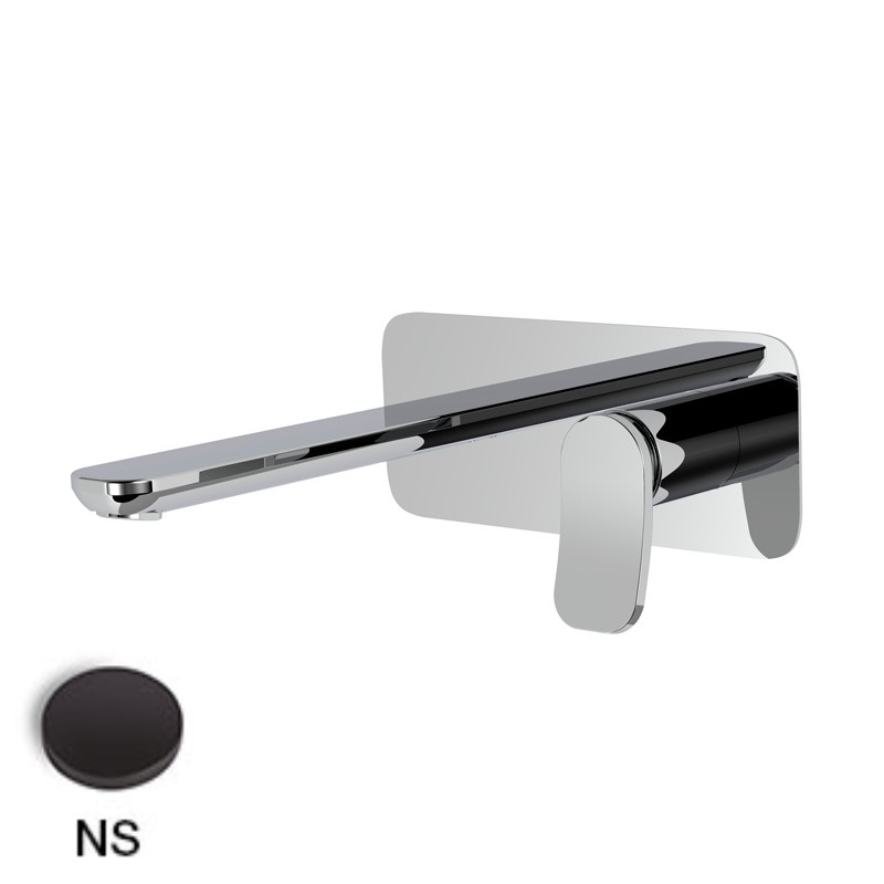 Mélangeur de lavabo encastré FLO, S 196 mm écartement entre poignée et bec 120 mm, avec plaque rectangulaire 216x90 mm, SANS corps encastrable, débit 5 l/min, NS Noir Mat