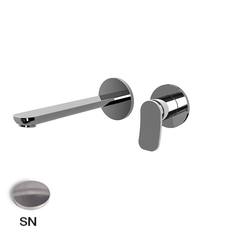 Mélangeur de lavabo encastré FLO, S 201 mm écartement entre poignée et bec 120 mm, SANS corps encastrable, débit 5 l/min, SN Nickel Brossé