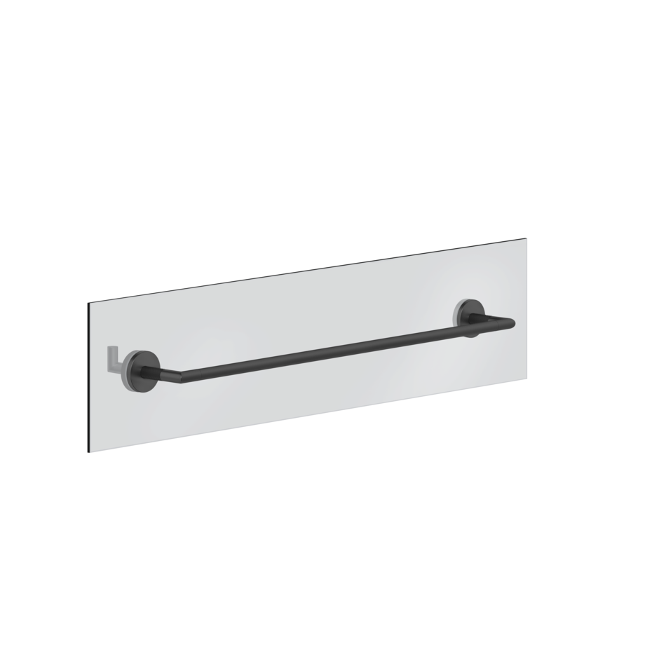 Barre à linge Anello 60 cm, avec crochet pour montage sur mur de verre 8-10 mm, finition Noir Mat