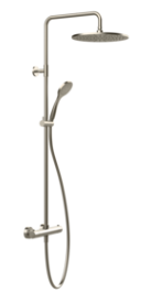 Colonne de douche EMPORIO SHOWER thermostatique, EC 150, raccords excentrique 1/2"x1/2", douche de pluie diam. 300mm, inverseur automatique, support orientable sur barre de douche, flexible 150 cm et douchette à main diam. 100 mm anticalcaire, groupe acoustique II, débit 12 l/min, 149 Finox