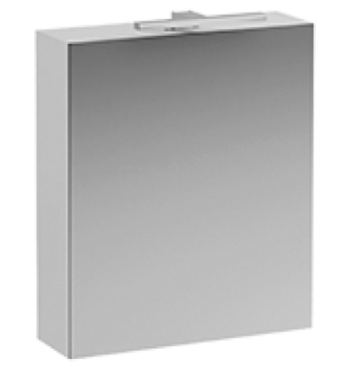 Armoire de toilette Base LED standard 60,0 x 70,0 x 18,5 cm 1 porte à double miroir charnière à droite éclairage LED 4000 Kelvin 1x 7 W, IP44, chêne claire