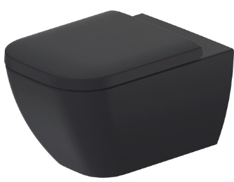 Cuvette murale HAPPY D.2 UP 54 x 36,5 cm, rimless céramique, coloris intérieur anthracite mat pour chasse d'eau à encastrer, quantité d'eau de rinçage 4.5 / 3 L, matériel de fixation Durafix, HygieneGlaze Plus, anthracite mat
