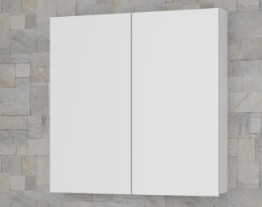 Armoire de toilette MURO 80 - L 80 x H78,8 x P12,5 cm profil en aluminium, 2 portes à double miroir, SANS ECLAIRAGE